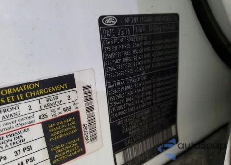 2016 Land Rover Range Rover Sport Hse z USA, uszkodzony, nr VIN SALWR2KF0GA657309